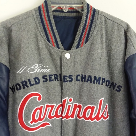 St. Louis Cardinals MLB Reversible Melton Jacket XL JH Design Heathered Gray‎ - Picture 3 of 16